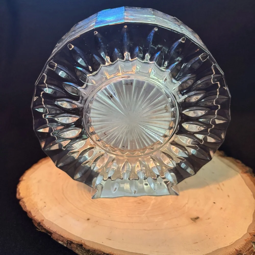 Vintage Crystal Table Clock with Black and Gold Accents